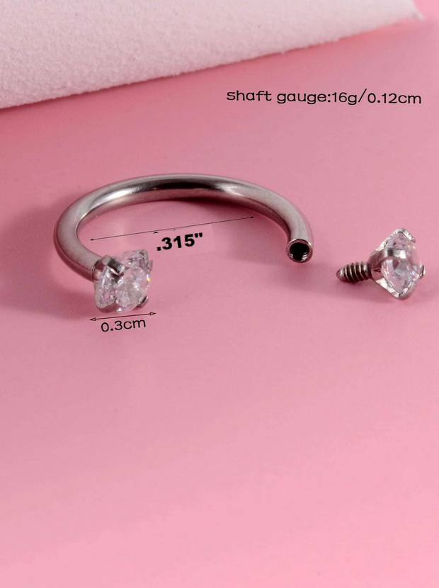 Cubic Zirconia Labret Lip Ring