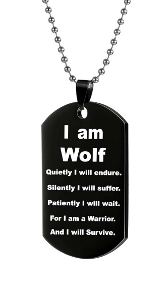 Nordic Wolf Head Dog Tag Necklace