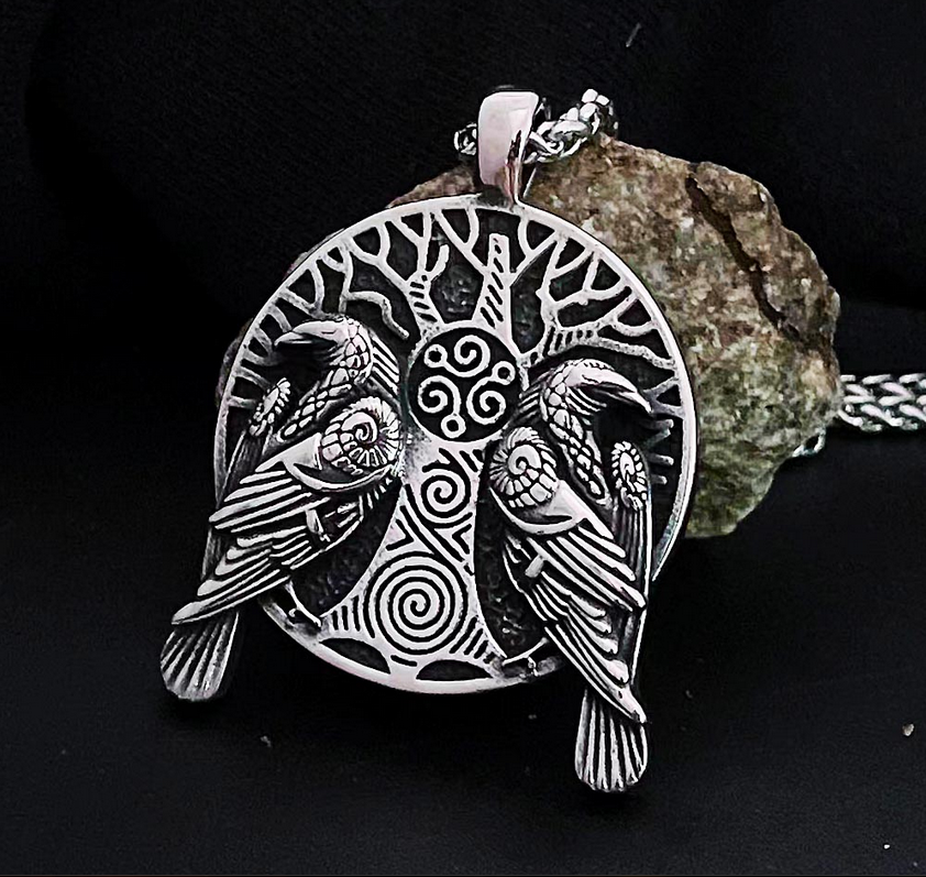 Norse Viking Ravens Tree Of Life Amulet Necklace