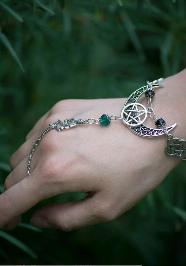 Triple Moon Goddess Wiccan Bracelet Ring