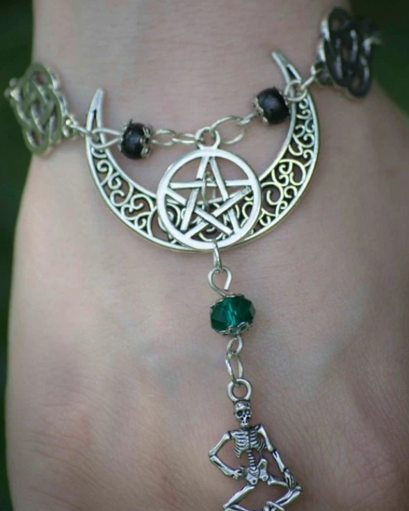 Triple Moon Goddess Wiccan Bracelet Ring