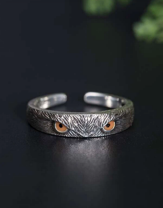 Sterling Silver Textured Owl Adjustable Ring
