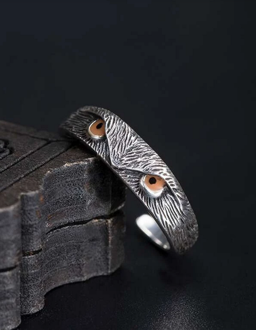 Sterling Silver Textured Owl Adjustable Ring