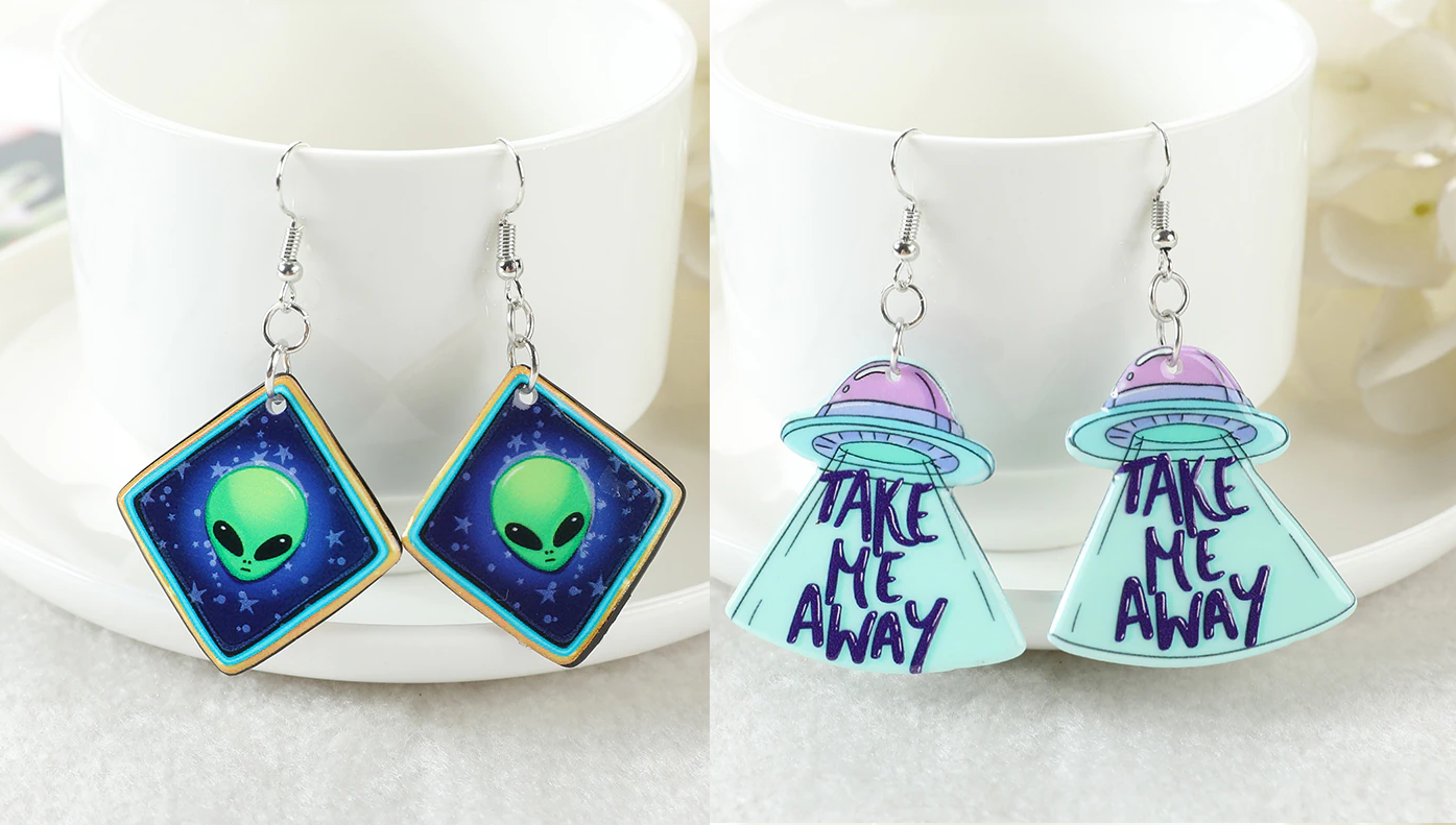 Acrylic Alien UFO Earrings (2 Styles)
