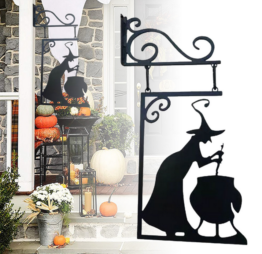 Metal Witches Brew Silhouette Hanging Sign
