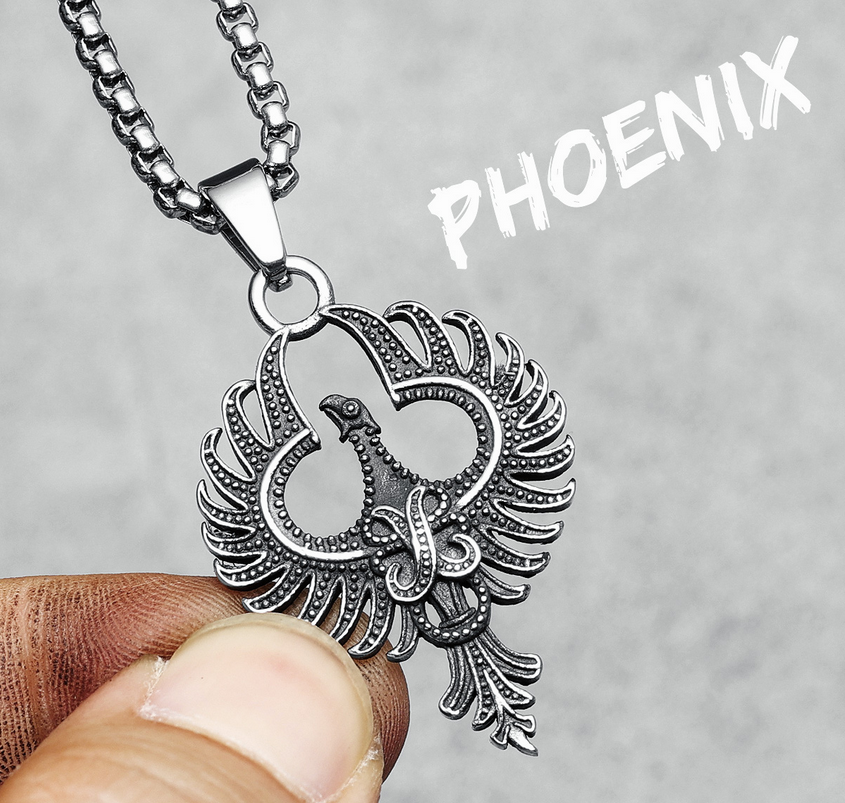 Rustic Phoenix Stainless Steel Necklace