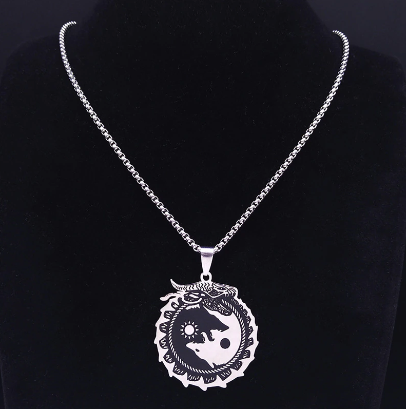 Yin Yang Nordic Wolf Amulet Necklace