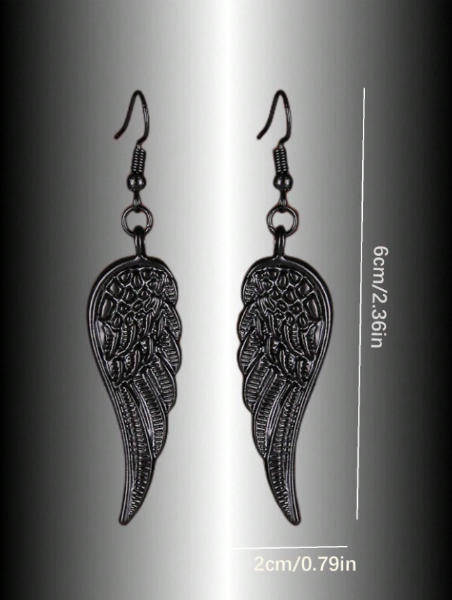 Gothic Dark Angel Wings Drop Earrings