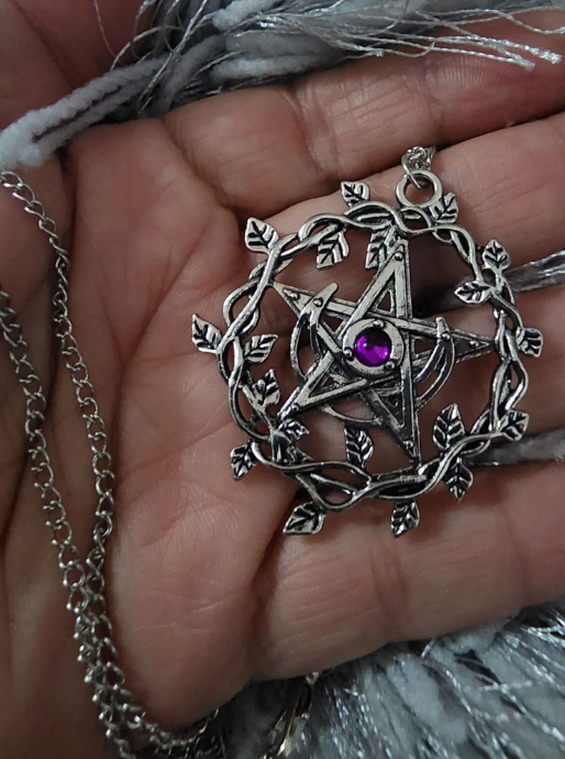 Pentagram Vines Crescent Necklace