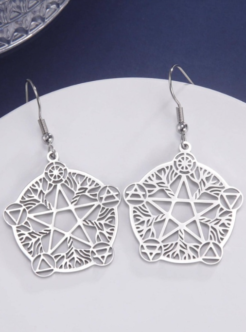 Wicca Pentagram SS Drop Earrings
