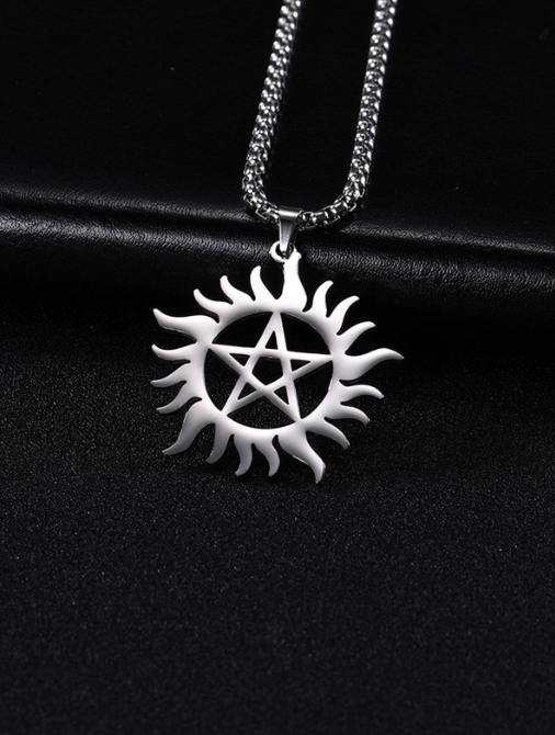 Wicca Sun Pentacle SS Necklace