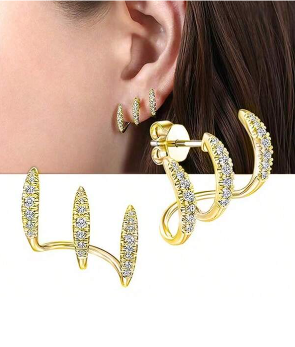 3 Prong Gold Claw Earring