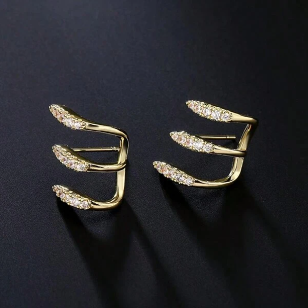 3 Prong Gold Claw Earring
