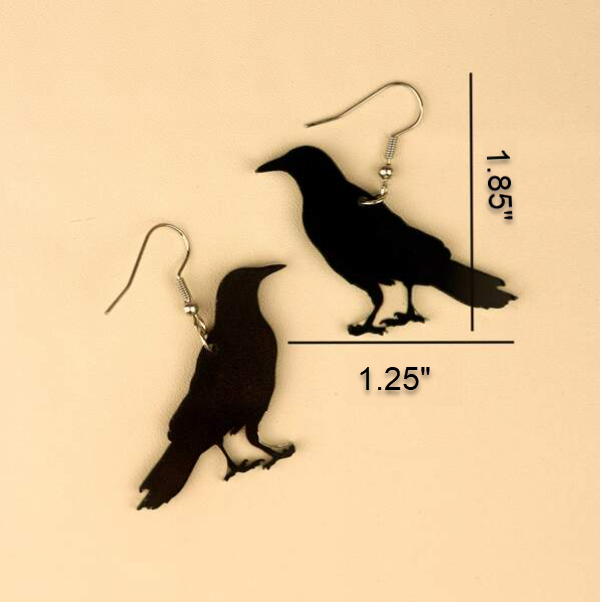 Witchy Acrylic Raven Dangle Earrings