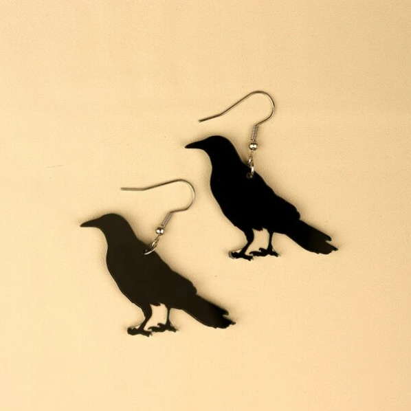 Witchy Acrylic Raven Dangle Earrings