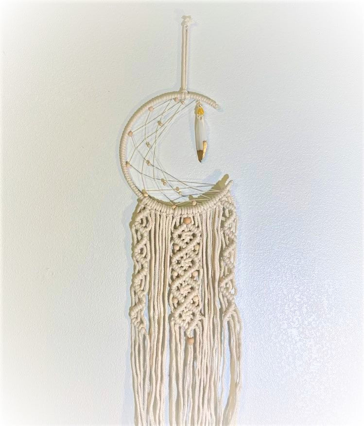 Handmade Nordic Crescent Hanging Boho Tassels Wood Beads Dreamcatcher