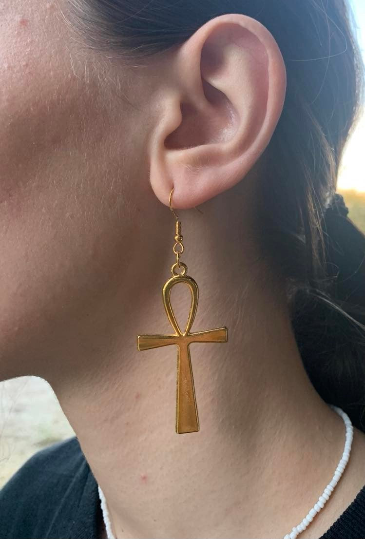 Egyptian Ankh Life Symbol Cross Earrings