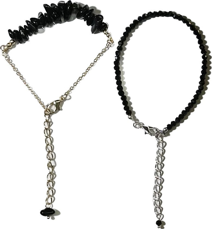 Black Crystal Tourmaline Empath Protection Bracelet Set