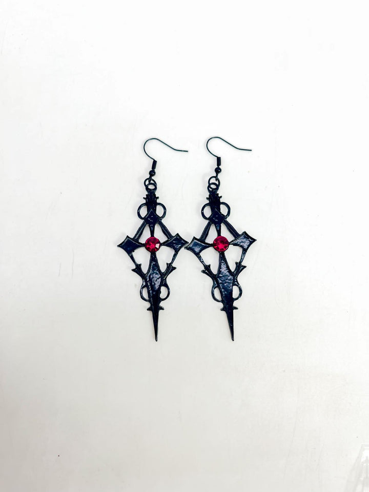 Goth Vampire Cross Earrings Necklace Set