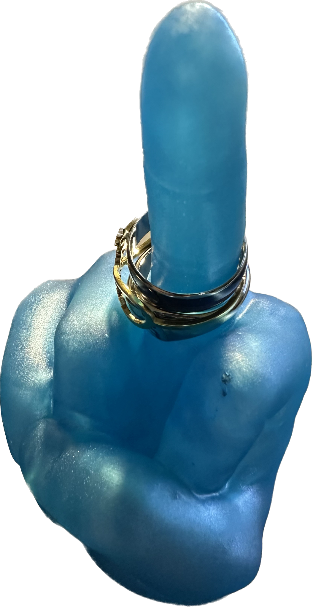 Blue Middle Finger Ring Holder