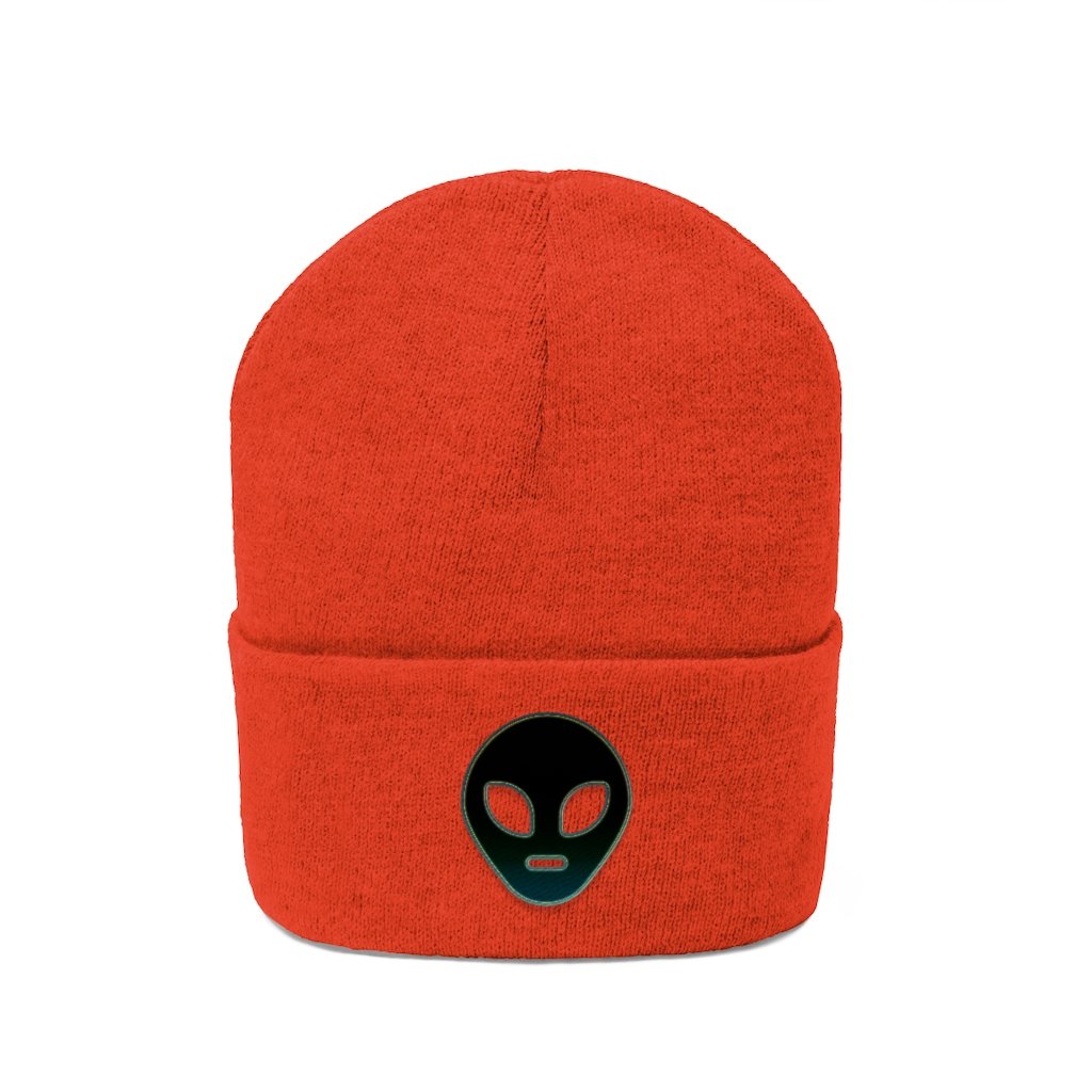 Alien Face Embroidered Quality Knit Beanie