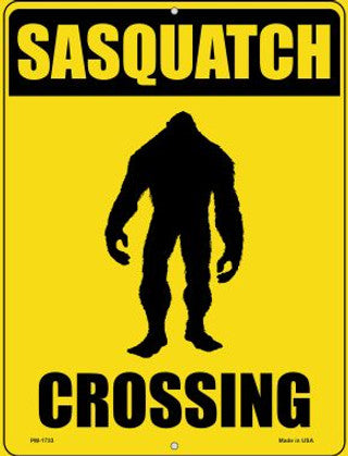Sasquatch Crossing Metal Sign