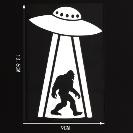 5.5" Bigfoot Beamed By UFO Decal / Sicker