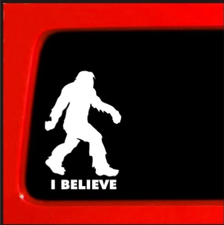 4" x 6" I Believe Bigfoot Decal (Blue or White)