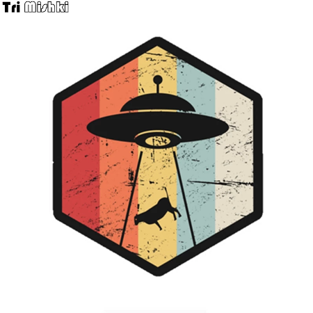 Colorful UFO Cattle Abduction Decal