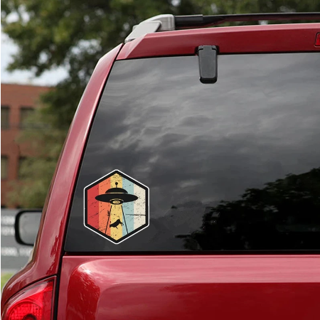 Colorful UFO Cattle Abduction Decal