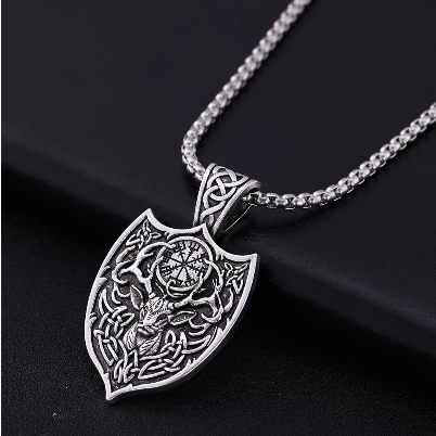Stag Shield (Protect Health) Viking Talisman Amulet Necklace