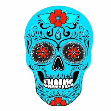 Day of the Dead Skull Decal (2 types - Blue or White)