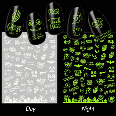 Spooky Halloween Glow-in-the-Dark Finger Nial Decals (CY-016 or CY-017)