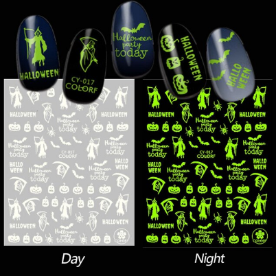 Spooky Halloween Glow-in-the-Dark Finger Nial Decals (CY-016 or CY-017)