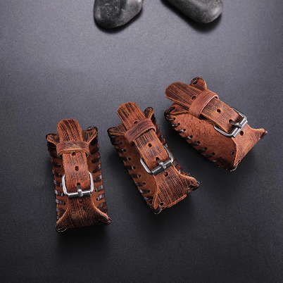 Viking Wolf Track Leather Bracelet (Brown)