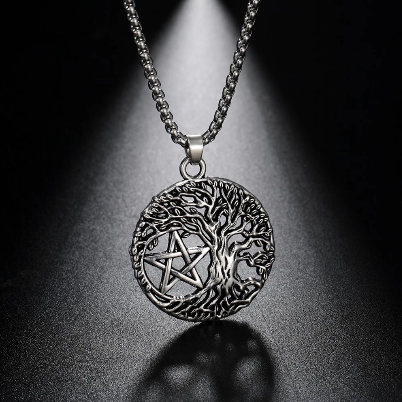 23.5" Star Pentagram Tree of Life Pendant Necklace