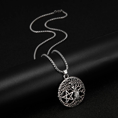 23.5" Star Pentagram Tree of Life Pendant Necklace