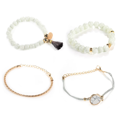 4pcs Bohemian Stone Beads Chains Bracelet Set