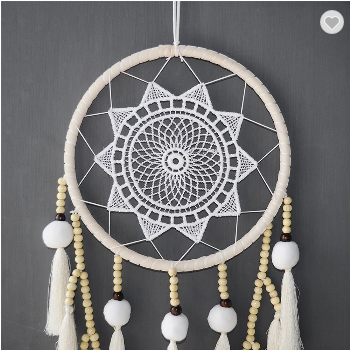 Boho Handmade Dream Catcher White Tassels Wood Beads Dreamcatcher (1)