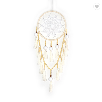 Boho Handmade Dream Catcher White Tassels Wood Beads Dreamcatcher (1)