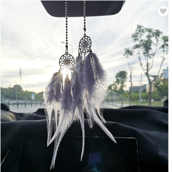 Vehicle Rear Mirror Feathered Chain Dreamcatchers (3 Colors)