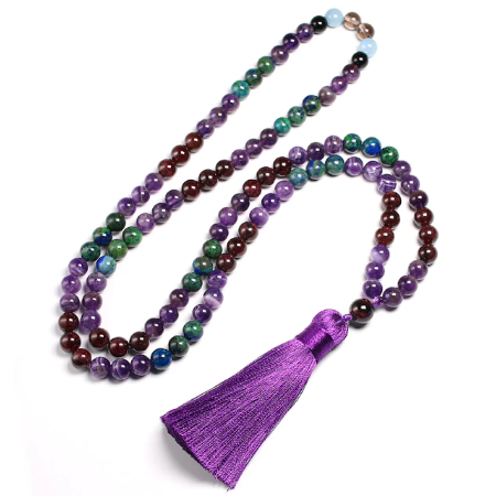 Natural Garnet Mala With Tassel (With or W/O Bracelet)