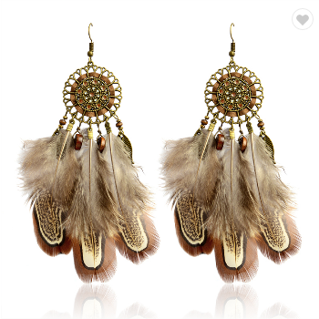 Native American Boho Style Feathered Earrings
