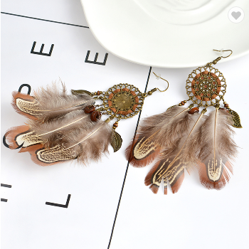 Native American Boho Style Feathered Earrings