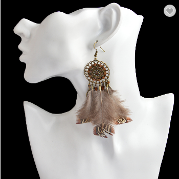 Native American Boho Style Feathered Earrings