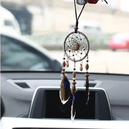 Mini Seashore Feathered Handmade Dreamcatcher Car Mirror