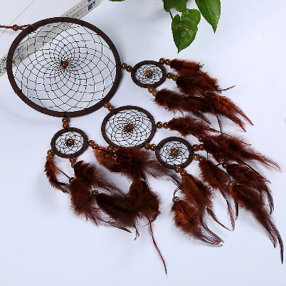 5 Hoop Handmade Dreamcatcher Brown