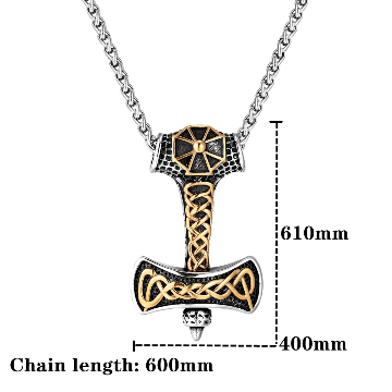 Double Axe Necklace Mix Gold Cross Norse Amulet Pendant