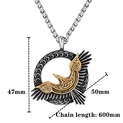 Norse Eagle Necklace Mix Gold/Silver Amulet Pendant