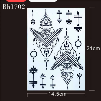 Traditional Black with Triangle and Mandela Pattern Temporary Tattoo